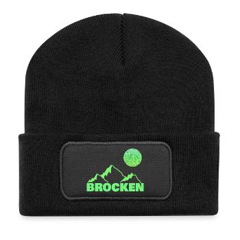 Brocken als Bergsteigen - Recycelte Patch Beanie - Schwarz - Vorne