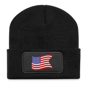 Flagge der Vereinigten Staaten - Recycelte Patch Beanie - Schwarz - Vorne