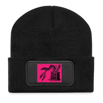 Aal entspringt Bleistift und verschwindet in PC - Recycelte Patch Beanie - Schwarz - Vorne