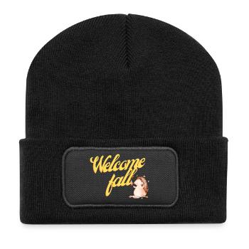 Willkommen im Herbst - Recycelte Patch Beanie - Schwarz - Vorne