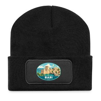 Bari an der Adriaküste Italiens erkunden - Recycelte Patch Beanie - Schwarz - Vorne