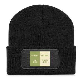 Bad News Good News – Time Flies - Recycelte Patch Beanie - Schwarz - Vorne