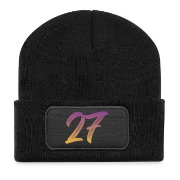 27 - Recycelte Patch Beanie - Schwarz - Vorne