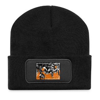 Mofa Liebe mit Feuer und Flammen. - Recycelte Patch Beanie - Schwarz - Vorne