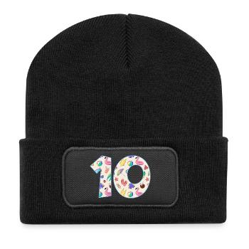 VACANCES NUMÉRO 10 ANS ÉTÉ 10ÈME ANNIVERSAIRE - Beanie recyclé à patch - noir - Devant