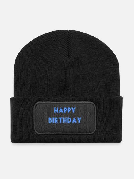 ALLES GUTE ZUM GEBURTSTAG, ALLES GUTE ZUM GEBURTSTAG, GEBURTSTAG, GEBURTSTAG - Recycelte Patch Beanie - Schwarz