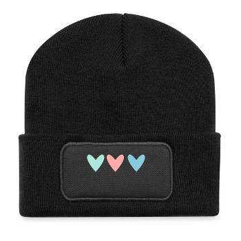 SCHÖNEN MUTTERTAG. MAMA. MUTTERTAG. HERZ - Recycelte Patch Beanie - Schwarz - Vorne