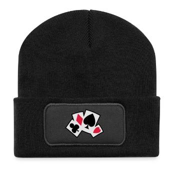 cartes poker - Beanie recyclé à patch - noir - Devant