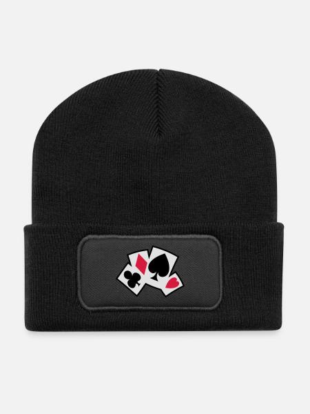 poker cards - Recycled Patch Beanie - black