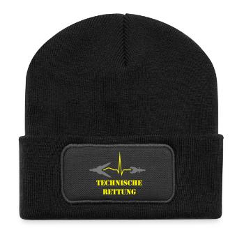 Technische Rettung - Recycelte Patch Beanie - Schwarz - Vorne