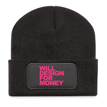 WILL DESIGN FOR MONEY - Recycled Patch Beanie - dark grey - Front