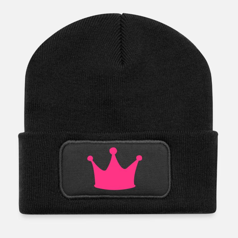krone - Recycelte Patch Beanie - Schwarz