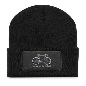 Ride your Bike - Recycelte Patch Beanie - Schwarz - Vorne