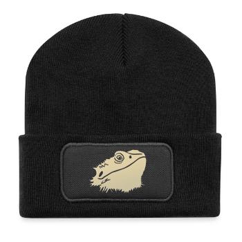 Bartagame Bearded Dragon - Recycelte Patch Beanie - Schwarz - Vorne