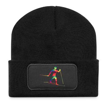 Bunter Langläufer - Recycelte Patch Beanie - Schwarz - Vorne