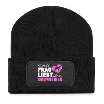 Dalmatiner - Frau liebt - Recycelte Patch Beanie - Schwarz - Vorne