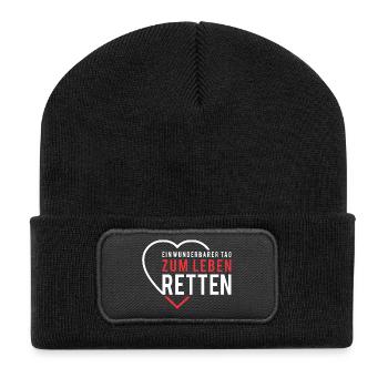Ein wunderbarer Tag zum Leben retten - Recycelte Patch Beanie - Schwarz - Vorne