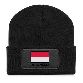 Drapeau national de l Indonésie - Beanie recyclé à patch - noir - Devant