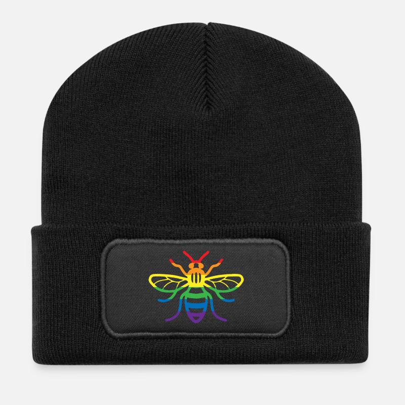 Gay Pride Bee - Recycled Patch Beanie - black