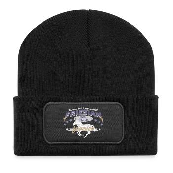 Friesian Friese Pferd Pferderasse best friends BFF - Recycelte Patch Beanie - Schwarz - Vorne
