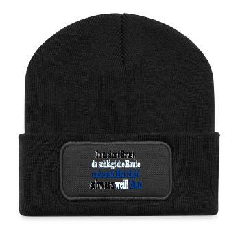 rautenherz02 - Recycelte Patch Beanie - Schwarz - Vorne