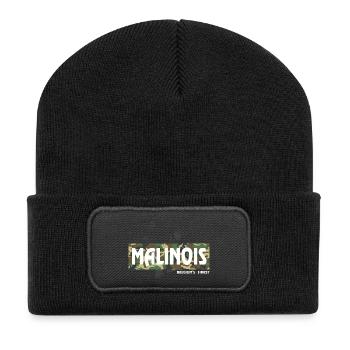 Malinois Camouflage Print - Recycelte Patch Beanie - Schwarz - Vorne