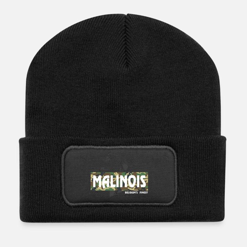 Malinois Camouflage Print - Recycelte Patch Beanie - Schwarz