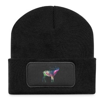 Space Hirsch - Recycelte Patch Beanie - Schwarz - Vorne