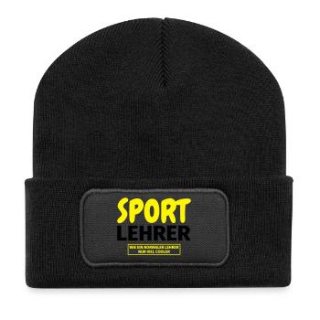 Sportlehrer Geschenk - Recycelte Patch Beanie - Schwarz - Vorne