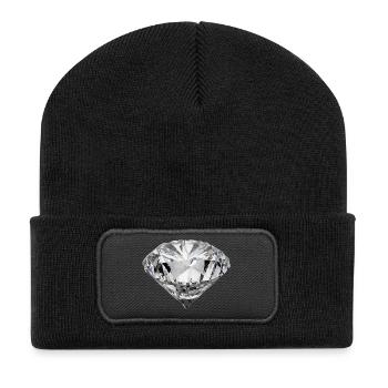 Diamant - Recycelte Patch Beanie - Schwarz - Vorne
