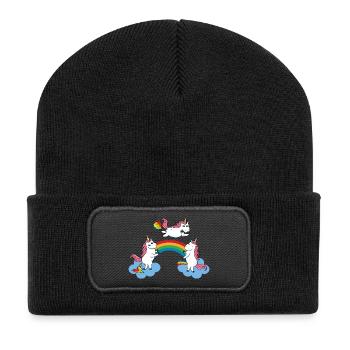 Uro Puking licorne pétant - Beanie recyclé à patch - noir - Devant