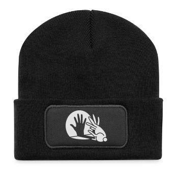 Chinese shadow, hand, rabbit, phosphorescent - Recycled Patch Beanie - black - Front