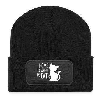 Home is where my cat is - Recycled Patch Beanie - black - Front