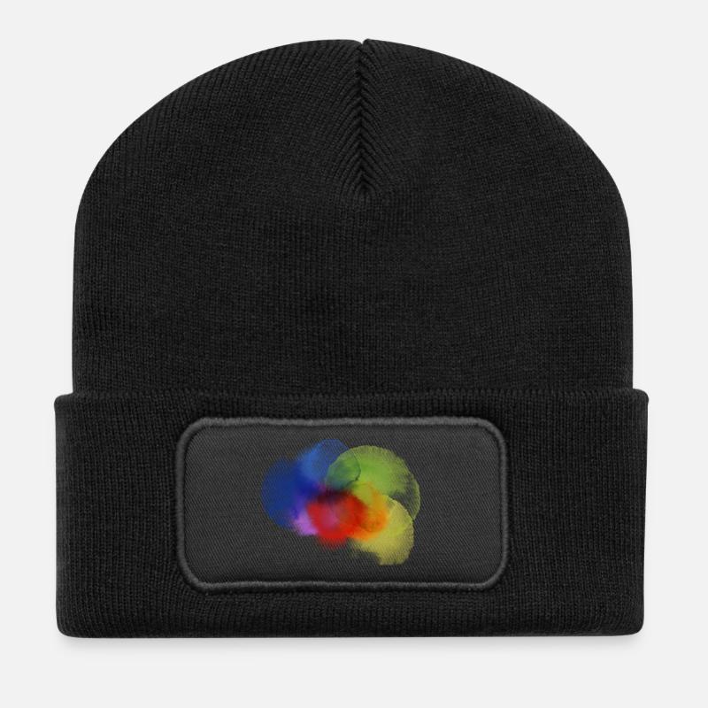 Farbklecks - Recycelte Patch Beanie - Schwarz