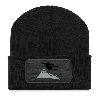 ski jump i mountain - Recycled Patch Beanie - black - Front