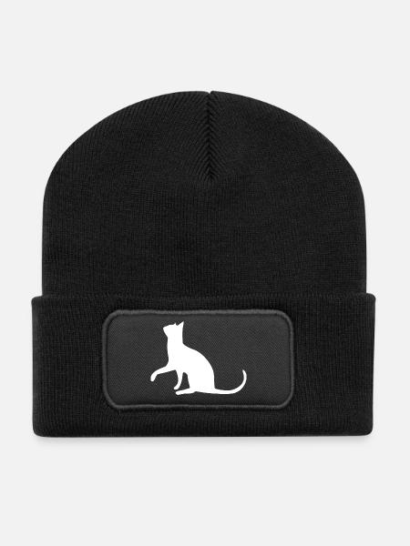 Katze Katze Katze Katze Katze Katze Mieze Pfote - Recycelte Patch Beanie - Schwarz