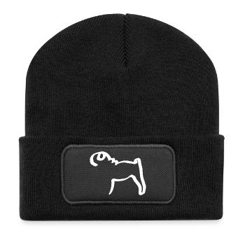 Lignes mops - Beanie recyclé à patch - noir - Devant