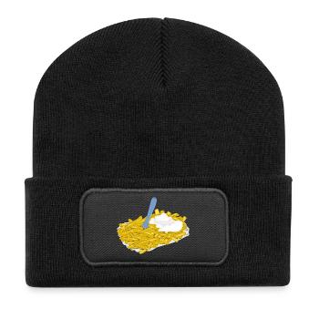 pommes frites speise fast food - Recycelte Patch Beanie - Schwarz - Vorne