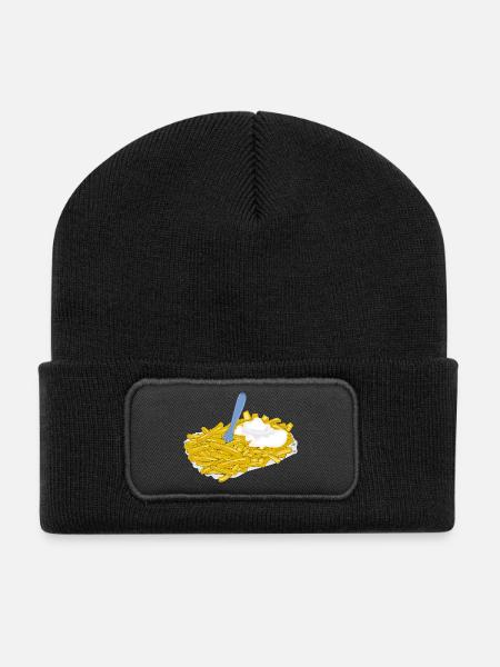 pommes frites speise fast food - Recycelte Patch Beanie - Schwarz