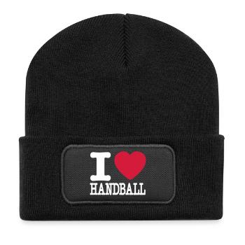 i love handball heart - Beanie recyclé à patch - noir - Devant