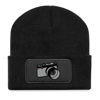 Kamera - Recycelte Patch Beanie - Schwarz - Vorne