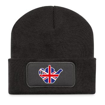 Britisches Vereinigtes Königreich Teekanne Union Jack UK - Recycelte Patch Beanie - Dunkelgrau - Vorne