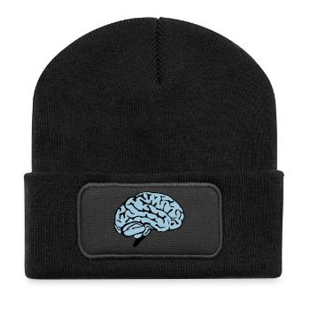 brain design - Recycelte Patch Beanie - Schwarz - Vorne