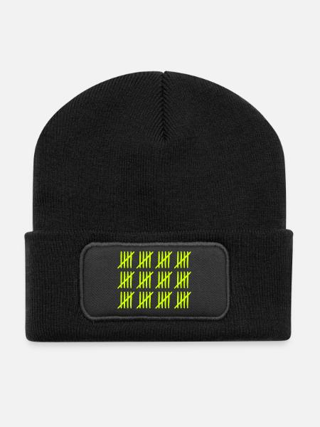 Strichliste 60 Jahre alt - Recycelte Patch Beanie - Schwarz