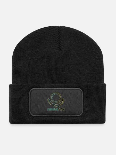 Kasachstan Steppenadler Geschenk - Recycelte Patch Beanie - Schwarz