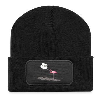 Flamant rose avec un problème - Beanie recyclé à patch - noir - Devant
