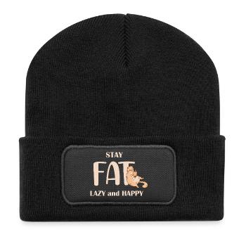 Reste paresseux, heureux amoureux des chats qui dit - Beanie recyclé à patch - noir - Devant