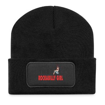 Jeune fille rockabilly Keep Calm - Beanie recyclé à patch - noir - Devant