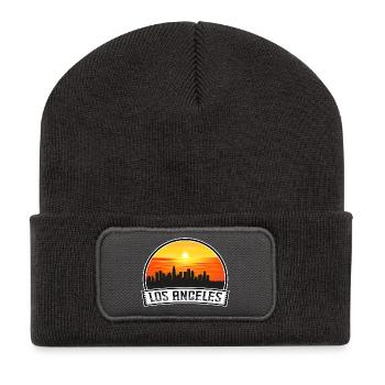 Los Angeles Californie États-Unis Skyline Vintage Sunset - Beanie recyclé à patch - charbon - Devant