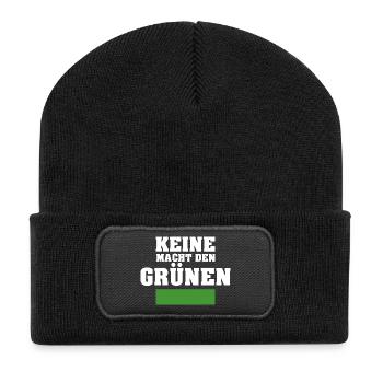 Anti Grüne Gegen die Grünen Keine Macht den Grünen - Recycelte Patch Beanie - Schwarz - Vorne